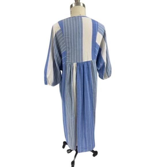 NWT Laura Gotti Blue Striped Midi Dress M Made in Italy Coastal Artisan - Picture 2 of 5